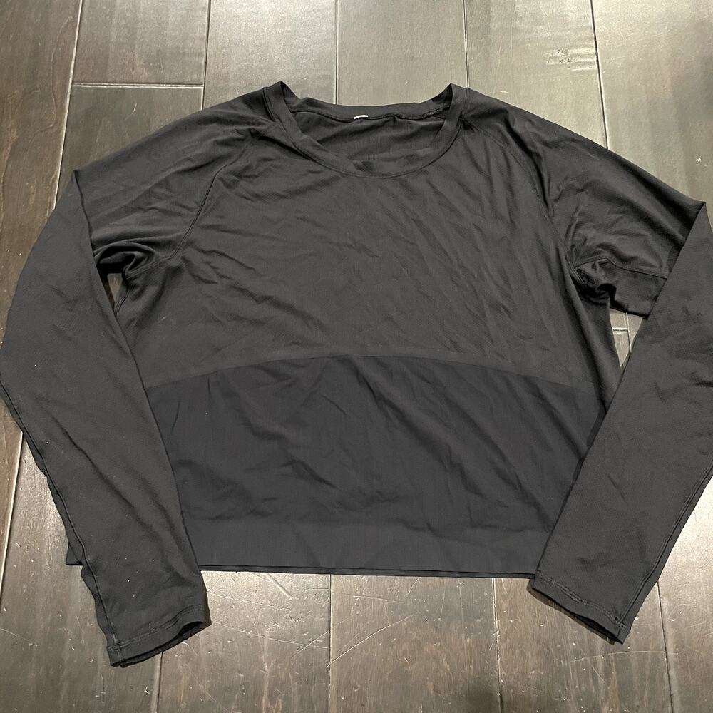 Lululemon Final Lap Long Sleeve Shirt Black Women's Size 6